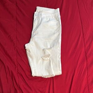 Wax Jean White Cropped Distressed Jeans